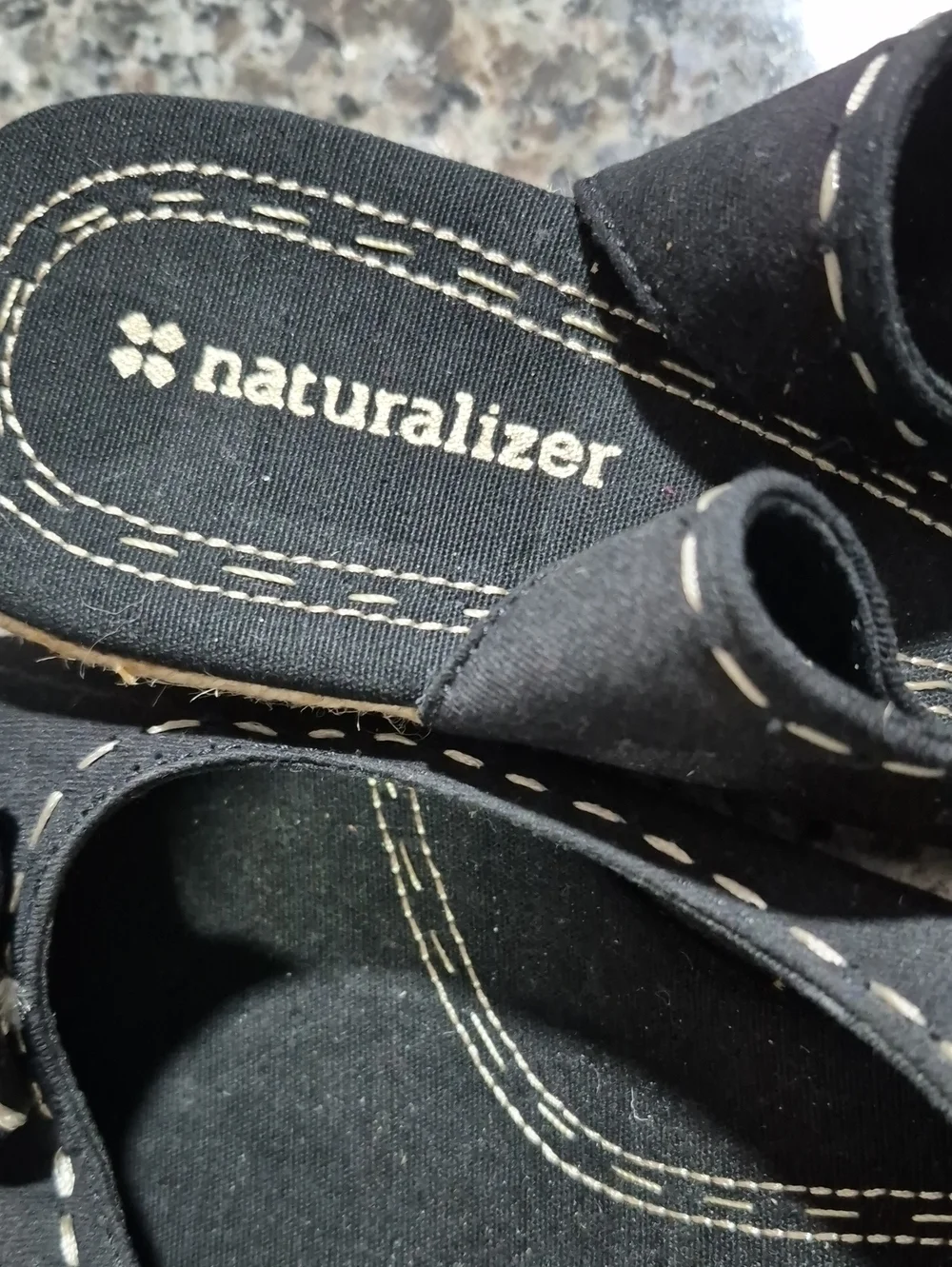 Naturalizer Black Canvas Espadrille Wedges with Knot Accent